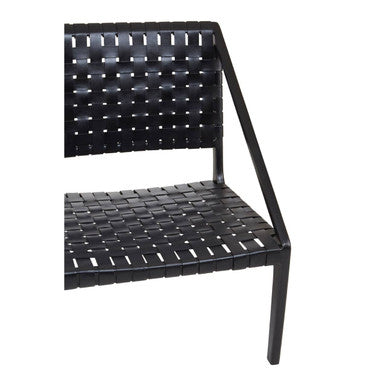 Black Cow Leather Woven Chair | Kendari