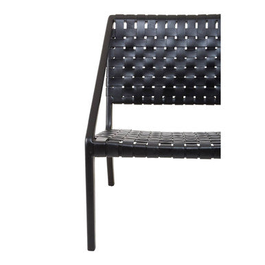 Black Cow Leather Woven Chair | Kendari