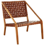 Tan Woven Leather and Teak Chair | Kendari