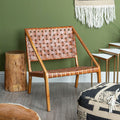 Tan Woven Leather and Teak Chair | Kendari