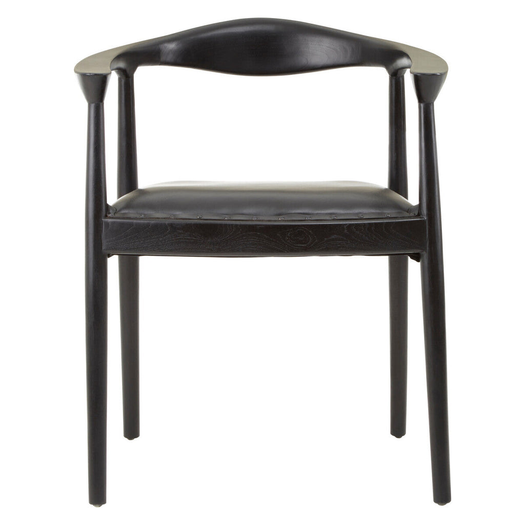 Black Leather and Teak Wood Chair | Kendari