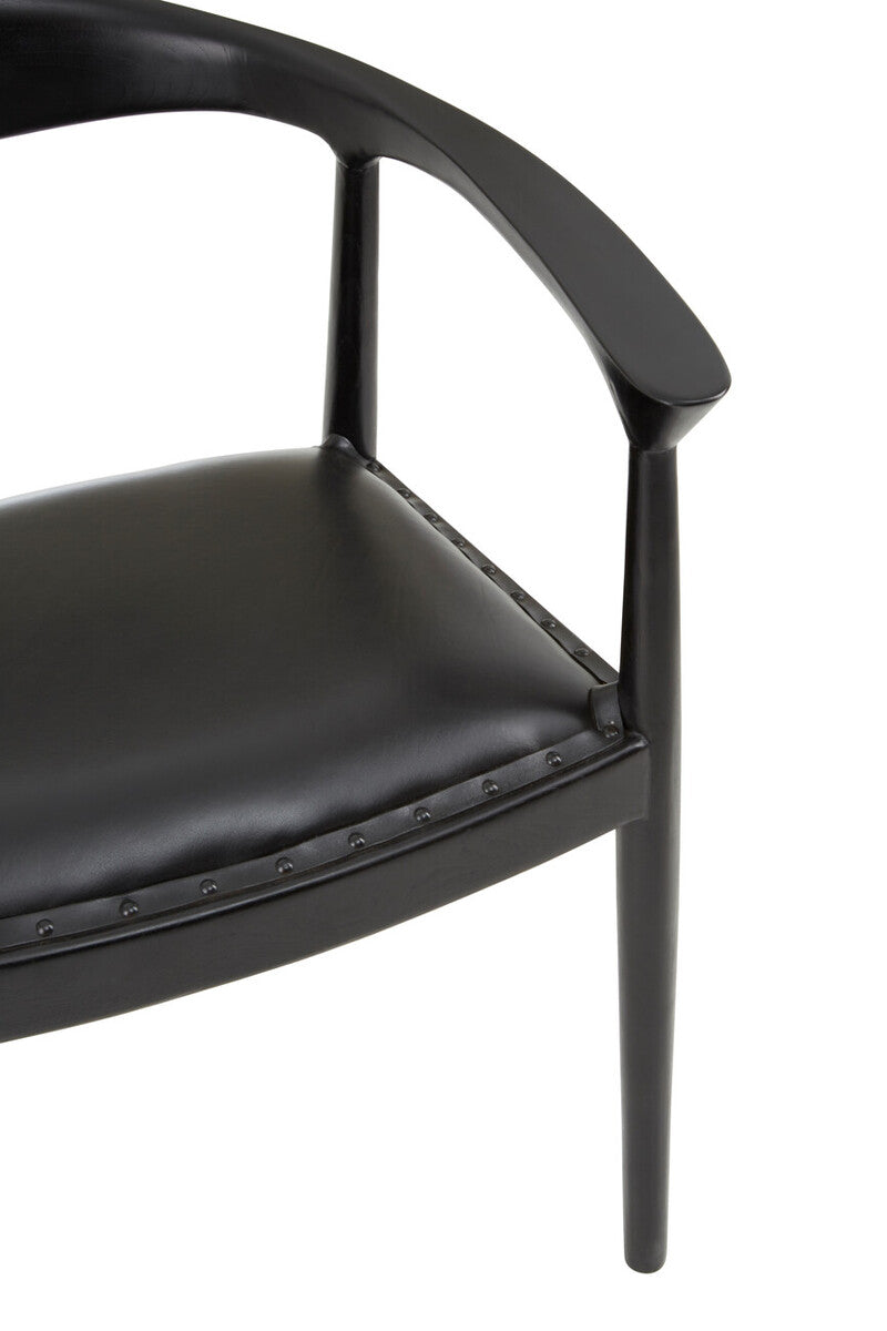 Black Leather and Teak Wood Chair | Kendari