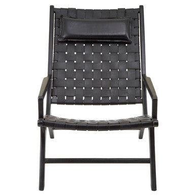 Black Leather Woven Chair | Kendari