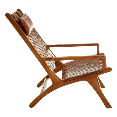 Teak Wood and Woven Leather Chair | Kendari