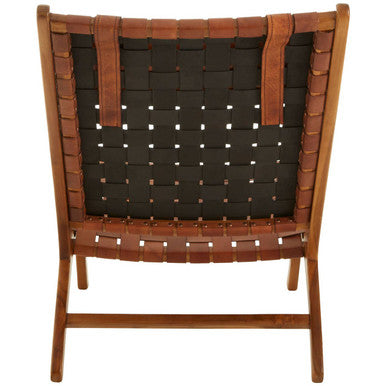 Teak Wood and Woven Leather Chair | Kendari