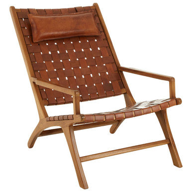 Teak Wood and Woven Leather Chair | Kendari