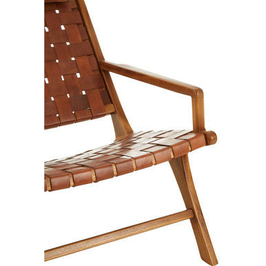 Teak Wood and Woven Leather Chair | Kendari