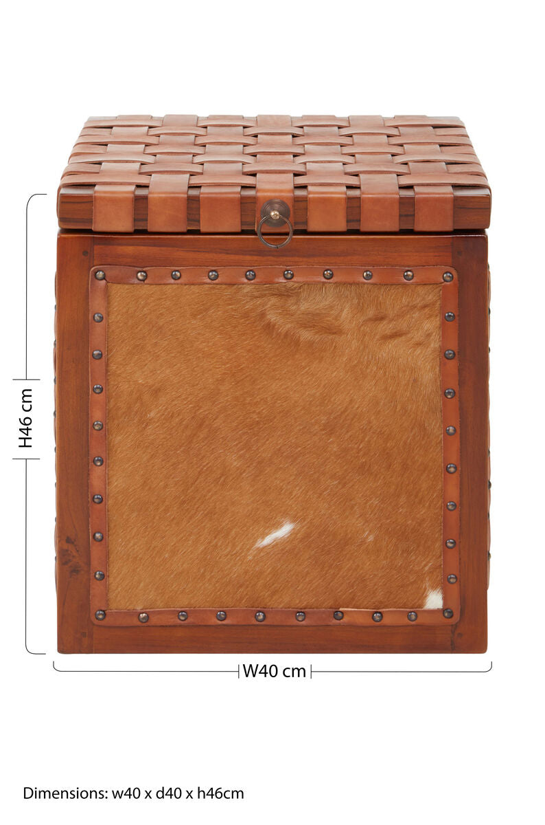 Hair on Leather Storage Stool | Kendari