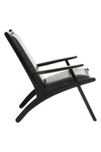 Black Leather and Teak Wood Chair with Stud Detail | Kendari