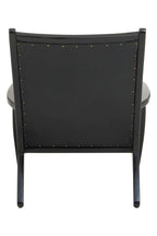 Black Leather and Teak Wood Chair with Stud Detail | Kendari