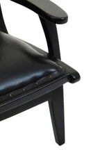 Black Leather and Teak Wood Chair with Stud Detail | Kendari