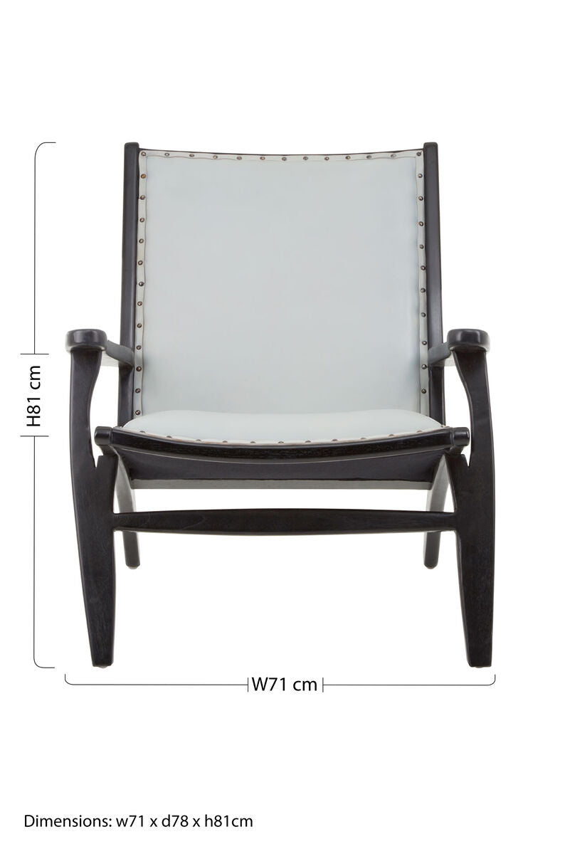 Grey Leather and Teak Wood Chair | Kendari