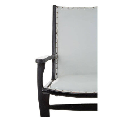 Grey Leather and Teak Wood Chair | Kendari