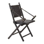 Black Strapped Leather and Black Teak Wood Chair | Kendari