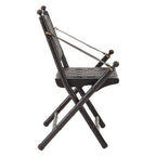 Black Strapped Leather and Black Teak Wood Chair | Kendari