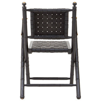 Black Strapped Leather and Black Teak Wood Chair | Kendari