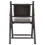 Black Strapped Leather and Black Teak Wood Chair | Kendari