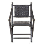 Black Strapped Leather and Black Teak Wood Chair | Kendari