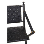 Black Strapped Leather and Black Teak Wood Chair | Kendari