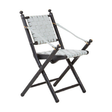 White Leather and Black Teak Wood Chair | Kendari