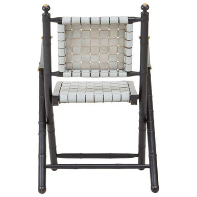 White Leather and Black Teak Wood Chair | Kendari