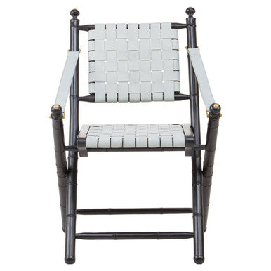 White Leather and Black Teak Wood Chair | Kendari