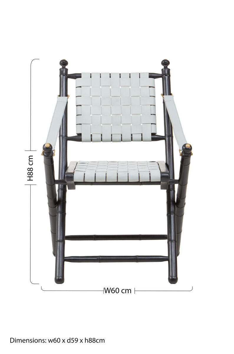 White Leather and Black Teak Wood Chair | Kendari