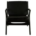 Black Leather and Teak Wood Frame Armchair | Kendari