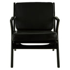 Black Leather and Teak Wood Frame Armchair | Kendari