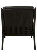 Black Leather and Teak Wood Frame Armchair | Kendari