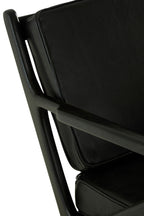 Black Leather and Teak Wood Frame Armchair | Kendari