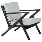 Grey Leather and Black Teak Wood Armchair | Kendari