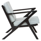 Grey Leather and Black Teak Wood Armchair | Kendari