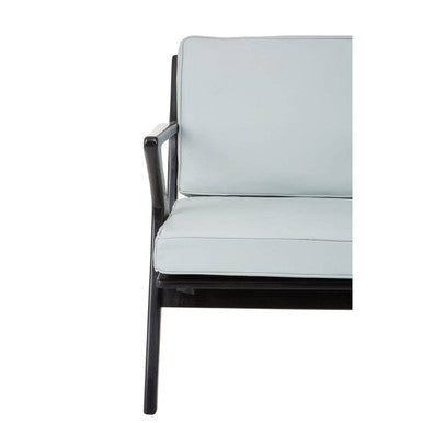 Grey Leather and Black Teak Wood Armchair | Kendari