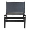 Black Leather and Teak Modern Sling Chair | Kendari