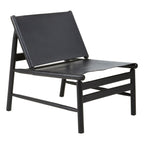 Black Leather and Teak Modern Sling Chair | Kendari