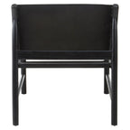 Black Leather and Teak Modern Sling Chair | Kendari