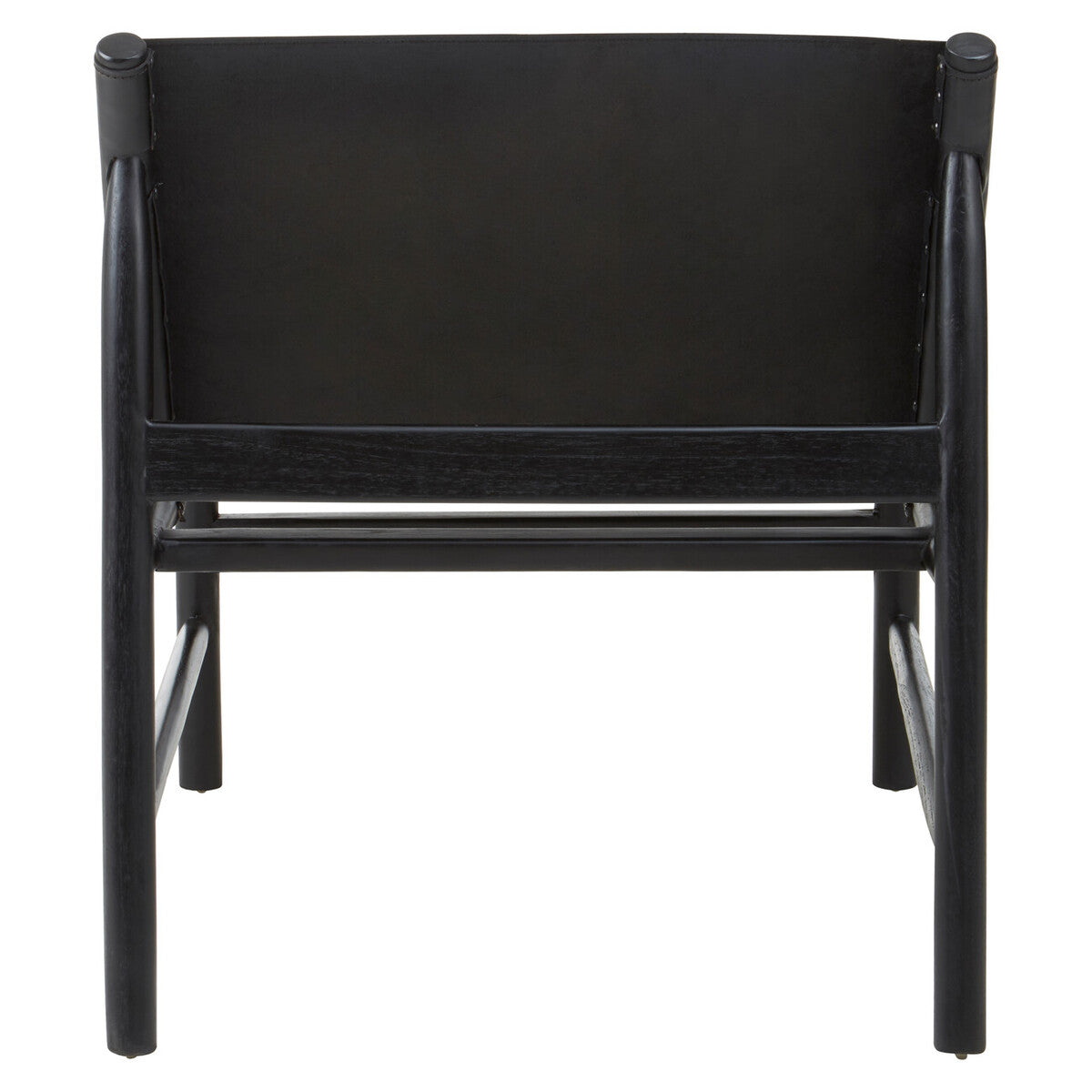 Black Leather and Teak Modern Sling Chair | Kendari