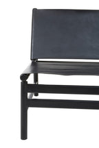 Black Leather and Teak Modern Sling Chair | Kendari