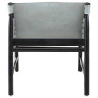 Grey Leather and Black Teak Modern Sling Chair | Kendari