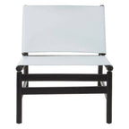 Grey Leather and Black Teak Modern Sling Chair | Kendari