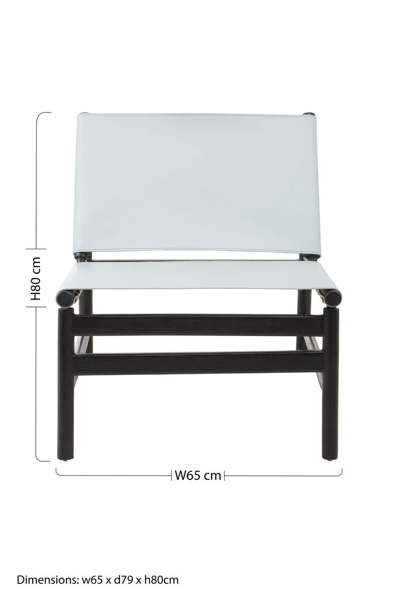 Grey Leather and Black Teak Modern Sling Chair | Kendari