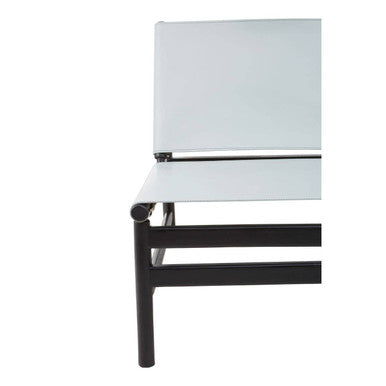 Grey Leather and Black Teak Modern Sling Chair | Kendari