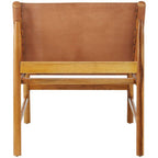Brown Leather and Teak Modern Sling Chair | Kendari