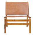 Brown Leather and Teak Modern Sling Chair | Kendari