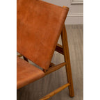 Brown Leather and Teak Modern Sling Chair | Kendari