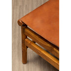 Brown Leather and Teak Modern Sling Chair | Kendari