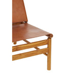 Brown Leather and Teak Modern Sling Chair | Kendari