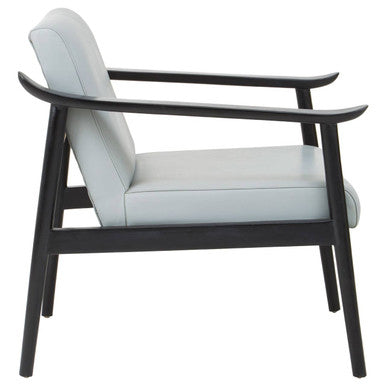 Grey Leather Armchair with Black Teak Wood Frame | Kendari