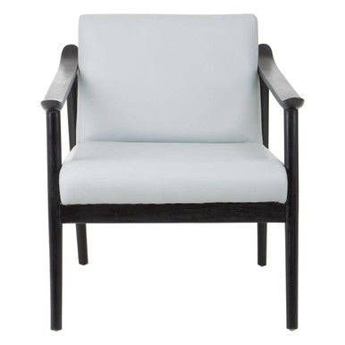 Grey Leather Armchair with Black Teak Wood Frame | Kendari